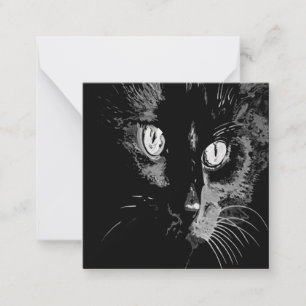 Tarjeta Pequeña Retrato de gato negro artístico al carbón