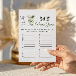 Tarjeta Pequeña Retro A Tini One Martini Baby Shower Name Game