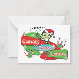 Tarjeta Pequeña Retro Candy Cane Lanes Bowling Elf