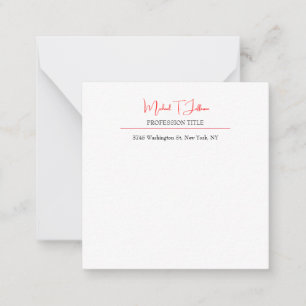 Tarjeta Pequeña Retro Clásico Elegante Plata Simple Blanco Rojo