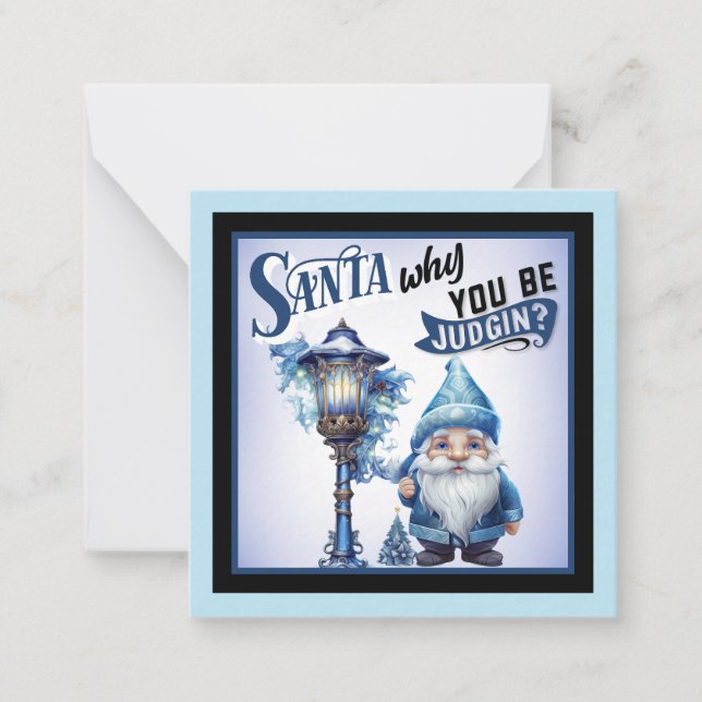 Tarjeta Pequeña Retro Cutie Navidad Azul (Anverso)
