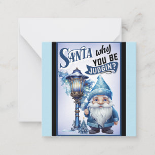 Tarjeta Pequeña Retro Cutie Navidad Azul
