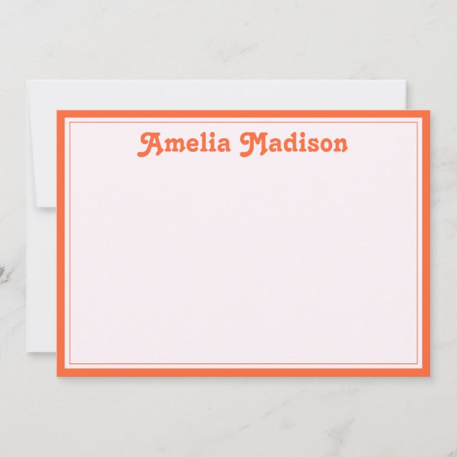 Tarjeta Pequeña Retro Decorative Minimalist Pink Orange (Anverso)