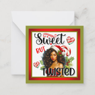 Tarjeta Pequeña Retro Dulce pero Retorcido Pinup de Navidad