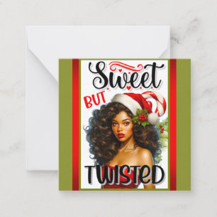 Tarjeta Pequeña Retro Dulce pero Retorcido Pinup de Navidad