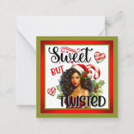 Tarjeta Pequeña Retro Dulce pero Torcido Pinup de Navidad