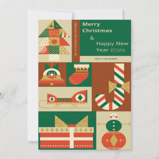 Tarjeta Pequeña Retro Geometric Christmas Greeting Card – Festive