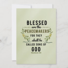 Tarjeta Pequeña Retro Matthew 5:9 Rama de olivo acuarela