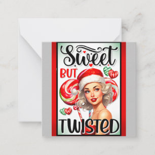 Tarjeta Pequeña Retro Navidad Dulce y Torcida Pinup