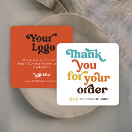 Tarjeta Pequeña Retro Pastels Pequeñas empresas Gracias por el ped