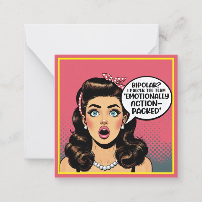 Tarjeta Pequeña Retro Pinup_ Action Packed (Anverso)