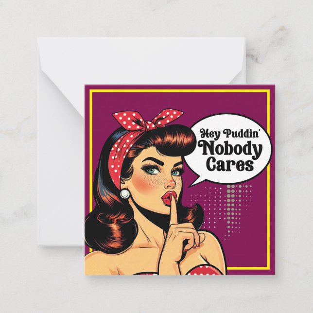 Tarjeta Pequeña Retro Pinup_ Hey Pudding (Anverso)