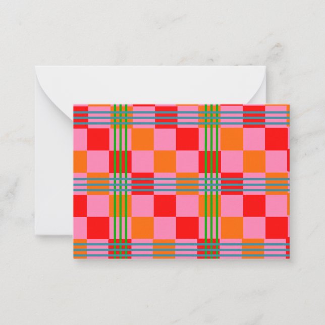 Tarjeta Pequeña Retro Plaid  (Anverso)