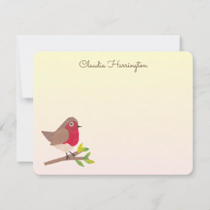 Tarjeta Pequeña Retro Red Robin Vintage Inspirado En La Mano Ilust