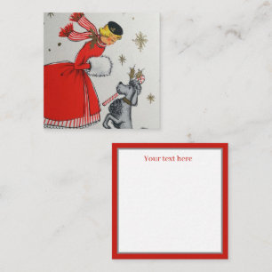 Tarjeta Pequeña retro vintage navidad señora agregar texto