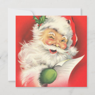 Tarjeta Pequeña Retro Vintage Santa Claus más grande