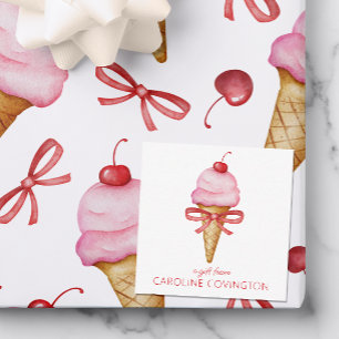 Tarjeta Pequeña Revestimiento de regalo de crema de hielo rosa de