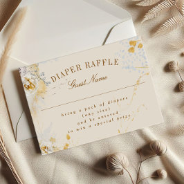 Tarjeta Pequeña rifa botánica de pañales para la ducha de bebé