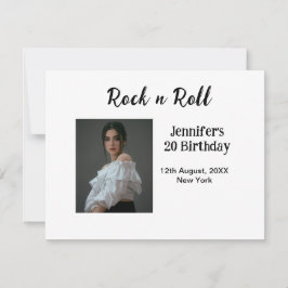 Tarjeta Pequeña Rock n roll 20 cumpleaños chica foto elegante mode