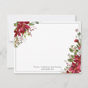 Tarjeta Pequeña Rojo Borgoña Flor de Nochebuena Navidad