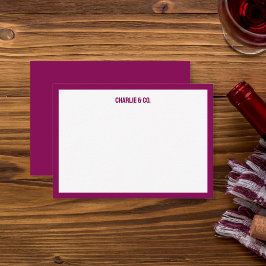 Tarjeta Pequeña Rojo de vino minimalista, borde único, personaliza