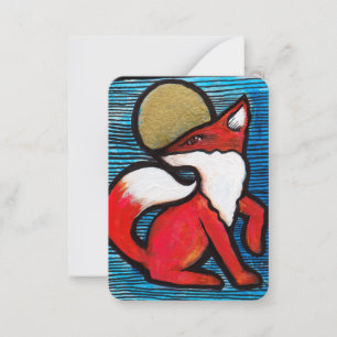 Tarjeta Pequeña Rojo Fox Full Moon Loyal Foxes MoonChild