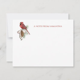 Tarjeta Pequeña Rojo Rústico Invernal Cardenal Piña