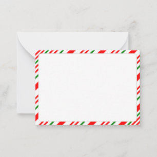 Tarjeta Pequeña Rojo Verde Blanco Patrón de Navidad Caña de Carame