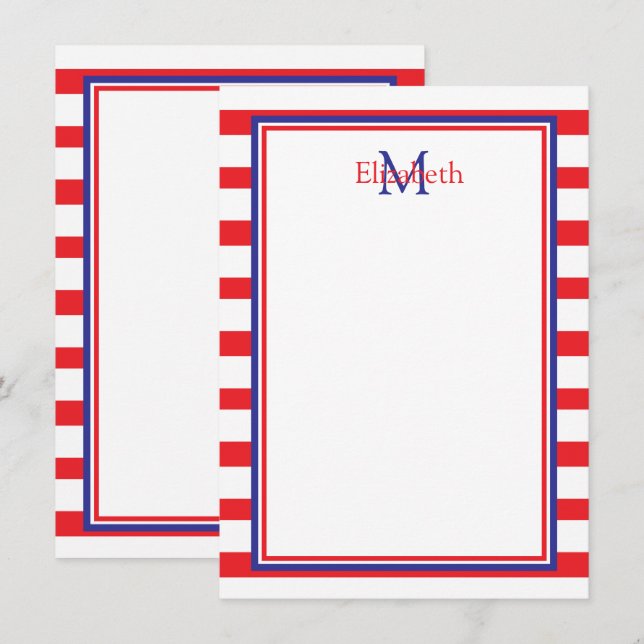 Tarjeta Pequeña Rojo y blanco con franjas azules de la marina Mono (Anverso / Reverso)