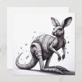 Tarjeta Pequeña Rolling Magazine Paper Kangaroo Greeting Card