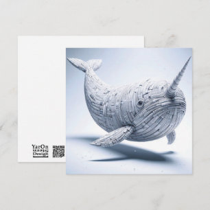 Tarjeta Pequeña Rolling Magazine Paper Narwhal Greeting Card