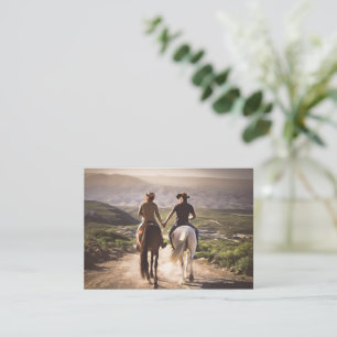 Tarjeta Pequeña Románticos jinetes de caballos con las manos pinta