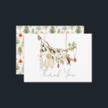 Tarjeta Pequeña Ropa de bebé Lavandería Baby Shower Agradecimiento<br><div class="desc">Esta tarjeta de agradecimiento para baby shower boho neutral "Merry little baby shower" para la temporada navideña cuenta con ropa de bebé / lavandería como un romper,  y un calcetín,  un sombrero de Santa y un par de guantes. Personalízala según tus necesidades. Puedes encontrar productos coincidentes en mi tienda.</div>