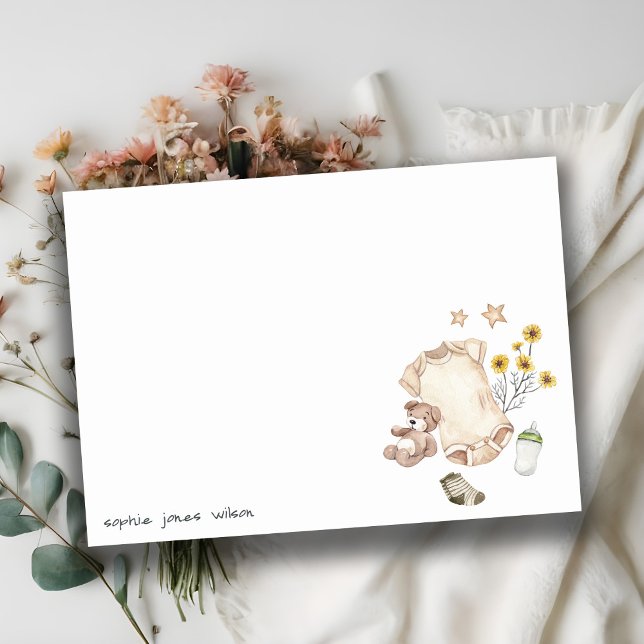 Tarjeta Pequeña Ropa de bebé verde Boho Género Baby Shower neutral (Subido por el creador)