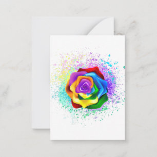 Tarjeta Pequeña Rosa arcoiris colorido