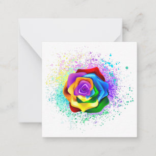 Tarjeta Pequeña Rosa arcoiris colorido
