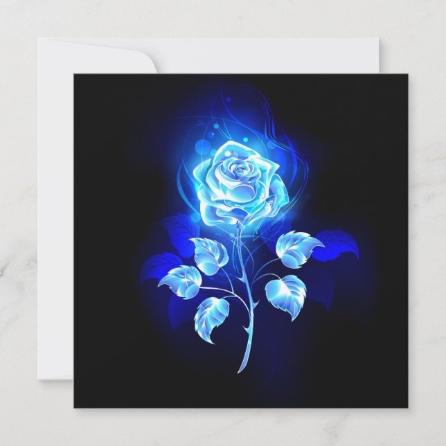 Tarjeta Pequeña Rosa azul en llamas (Anverso)