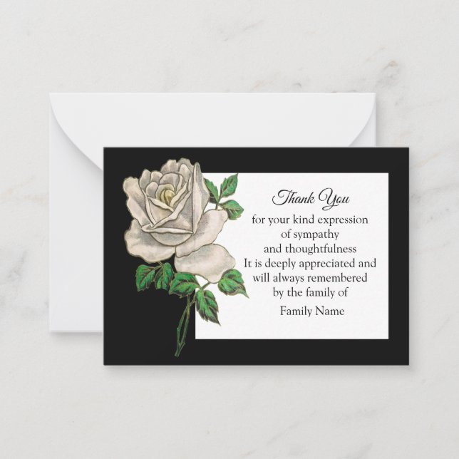 Tarjeta Pequeña Rosa Blanca Después Del Funeral Gracias Cartas (Anverso)