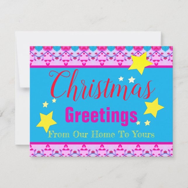 Tarjeta Pequeña Rosa Brillante Con Azul (Anverso)