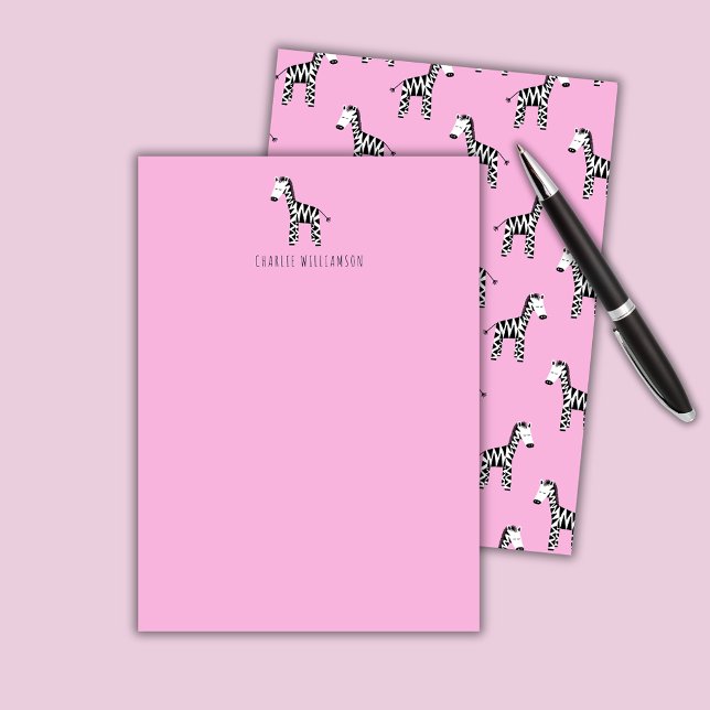Tarjeta Pequeña Rosa cebra (Pink Zebra personalized notecards)