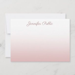 Tarjeta Pequeña Rosa de código manuscrito dorado Nombre de guión e