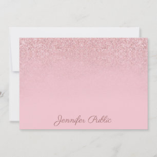 Tarjeta Pequeña Rosa de moda Nombre de guión de mano de oro Planti
