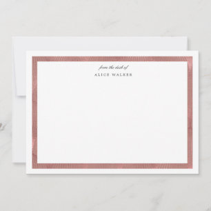 Tarjeta Pequeña rosa de oro art deco monograma Stationery Note Car
