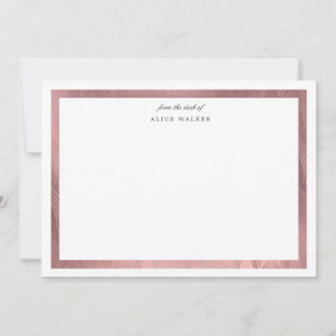 Tarjeta Pequeña rosa de oro art deco monograma Stationery Note Car