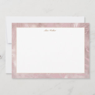 Tarjeta Pequeña Rosa de oro fino Relieve metalizado hojas tropical