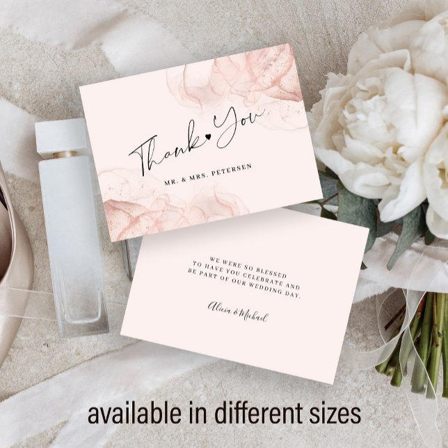 Tarjeta Pequeña Rosa de presupuesto oro sonrojo boda moderno graci (Subido por el creador)