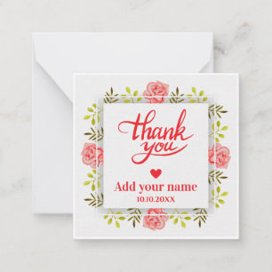 Tarjeta Pequeña Rosa Floral Agradecimiento, Floral Elegante