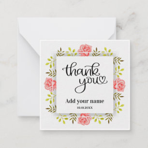 Tarjeta Pequeña Rosa Floral Gracias, Floral Elegante