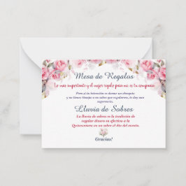 Tarjeta Pequeña Rosa floral Paris Lluvia de Sobres Quinceañera