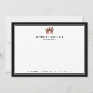Tarjeta Pequeña Rosa Gold House Luxury Realty Personalizado Flat